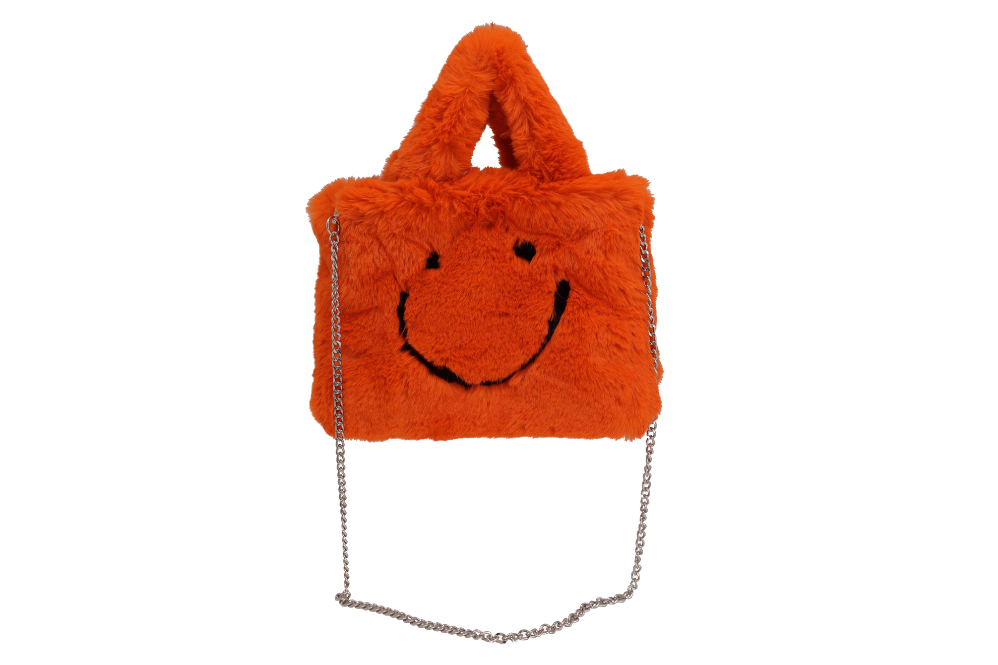 SMILE, gute Laune bag aus veganem Kuschelfell, orange